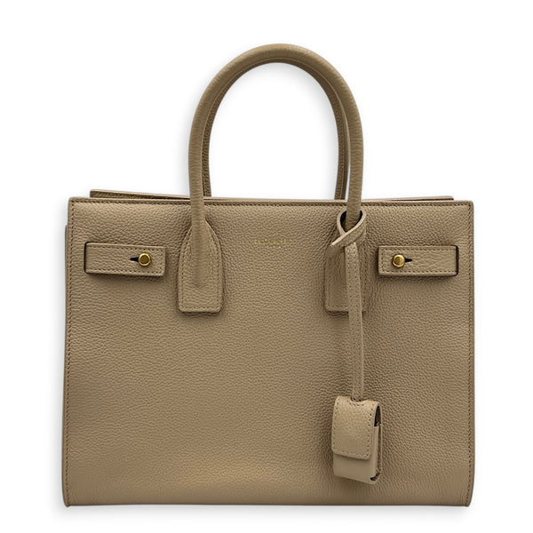 Sac de Jour Top Handle Bag Baby Beige in Calfskin, Gold hardware