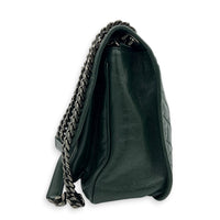 Niki Shoulder Bag Medium Green in Distressed Leather, Monochrome hardware