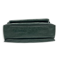Niki Shoulder Bag Medium Green in Distressed Leather, Monochrome hardware