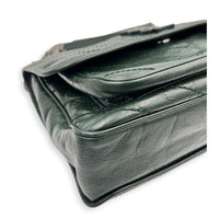 Niki Shoulder Bag Medium Green in Distressed Leather, Monochrome hardware
