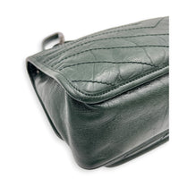 Niki Shoulder Bag Medium Green in Distressed Leather, Monochrome hardware