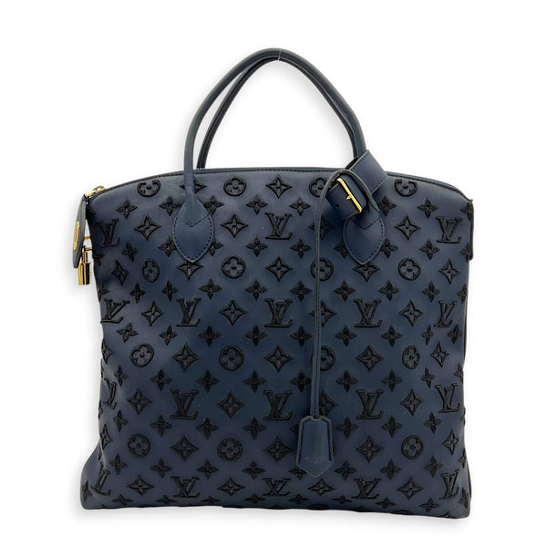 Addiction Lockit Vertical MM Blue Tote Bag in Rubber, Gold hardware