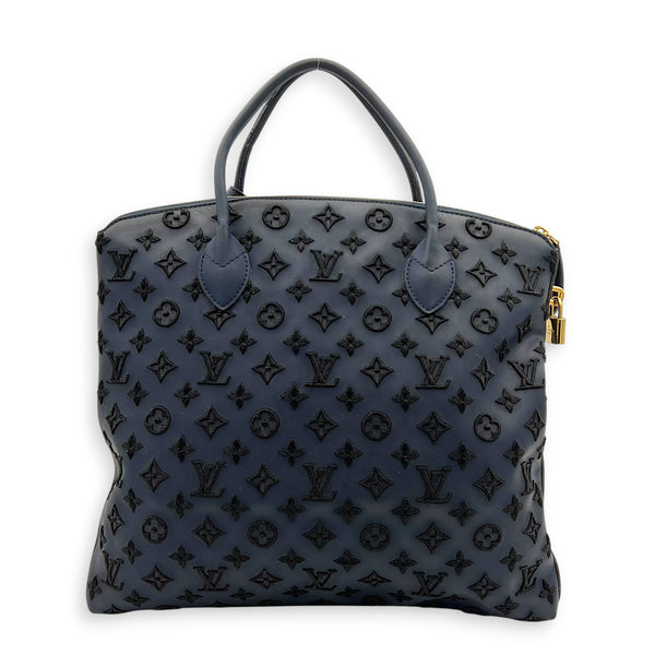 Addiction Lockit Vertical MM Blue Tote Bag in Rubber, Gold hardware