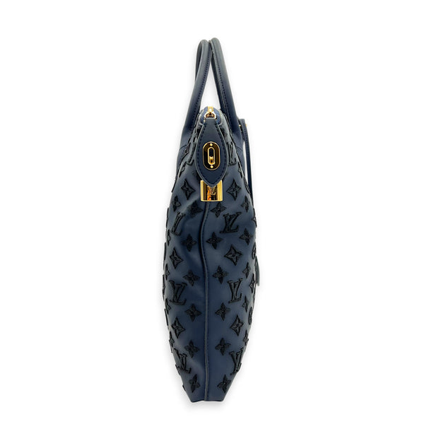 Addiction Lockit Vertical MM Blue Tote Bag in Rubber, Gold hardware