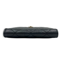 2.55 Wallet Zipped Black in Distressed Leather, Gold hardware