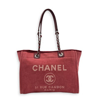 Deauville Tote Bag Large Pink in Canvas, Silver hardware