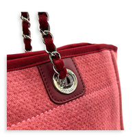 Deauville Tote Bag Large Pink in Canvas, Silver hardware