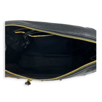 City Shoulder Bag Noir in Distressed Leather, Gold hardware