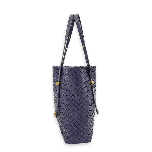 Intrecciato Tote Bag Purple in Intrecciato Leather, Gold hardware