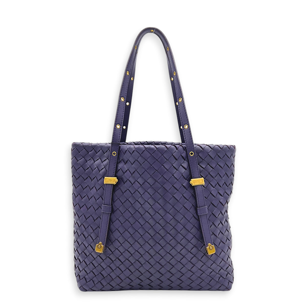 Intrecciato Tote Bag Purple in Intrecciato Leather, Gold hardware