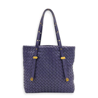 Intrecciato Tote Bag Purple in Intrecciato Leather, Gold hardware