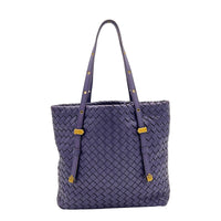 Intrecciato Tote Bag Purple in Intrecciato Leather, Gold hardware