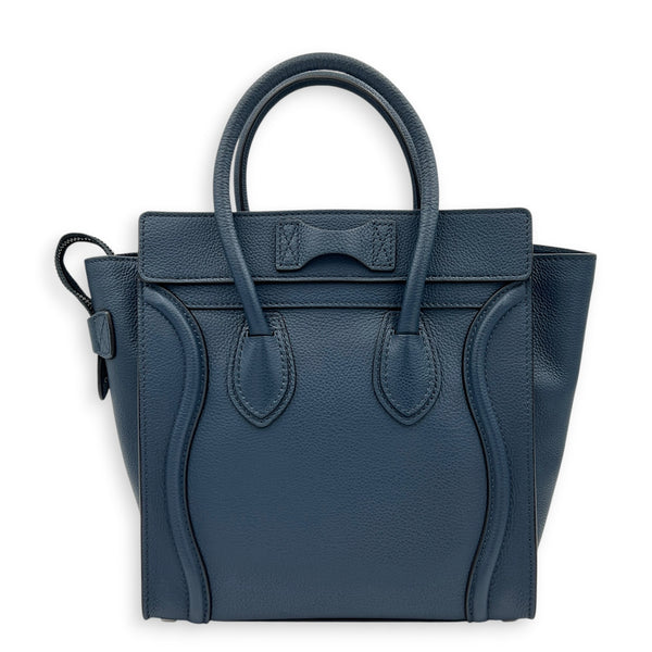 Luggage Top Handle Bag Mini Steel Blue in Calfskin, Silver hardware