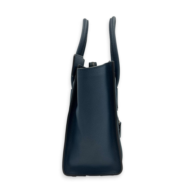 Luggage Top Handle Bag Mini Steel Blue in Calfskin, Silver hardware