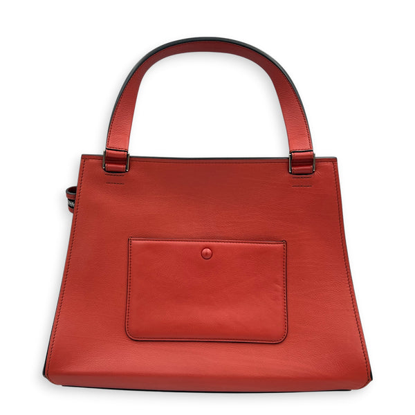 Edge  Top Handle Bag Large Red in Calfskin, Silver hardware
