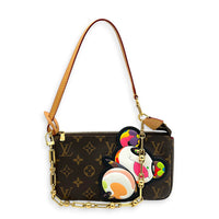X Murakami Pochette Accessories Brown Clutch in Monogram Coated Canvas, Gold hardware
