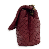 Intrecciato Shoulder Bag Red in Intrecciato Leather, Gold hardware