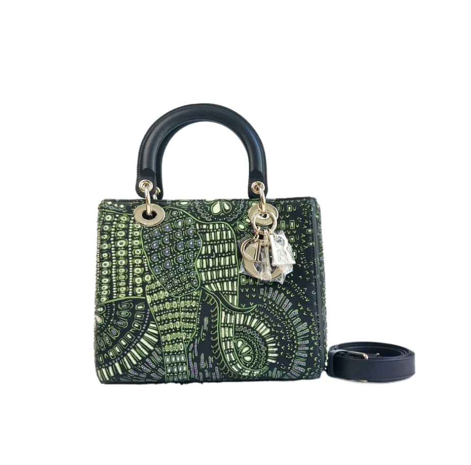 Lady Dior Top Handle Bag Medium Green