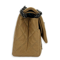 2.55 Small Beige Shoulder Bag in Calfskin, Ruthenium hardware