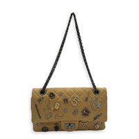 2.55 Small Beige Shoulder Bag in Calfskin, Ruthenium hardware