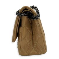 2.55 Small Beige Shoulder Bag in Calfskin, Ruthenium hardware