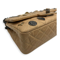 2.55 Small Beige Shoulder Bag in Calfskin, Ruthenium hardware