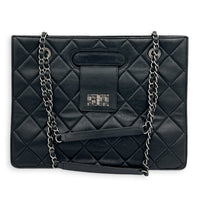 2.55 Black Tote Bag in Calfskin, Ruthenium hardware