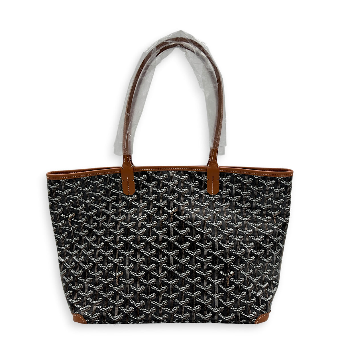 Artois Tote Bag PM Brown in Coated Canvas, Silver hardware