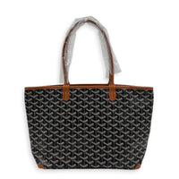Artois Tote Bag PM Brown in Coated Canvas, Silver hardware