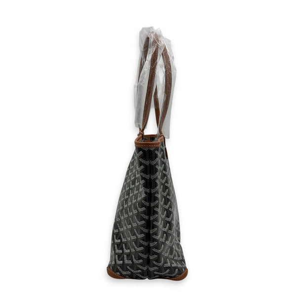 Artois Tote Bag PM Brown in Coated Canvas, Silver hardware