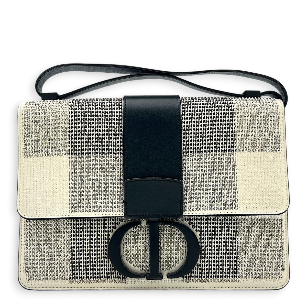 30 Montaigne Shoulder Bag Black in Calfskin, Monochrome hardware