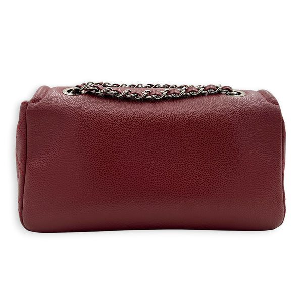 CC Timeless Flap Shoulder Bag Red in Caviar Leather, Silver hardware