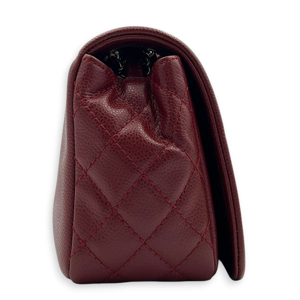 CC Timeless Flap Shoulder Bag Red in Caviar Leather, Silver hardware