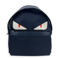 Monster Backpack Navy Blue in Nylon, Silver hardware