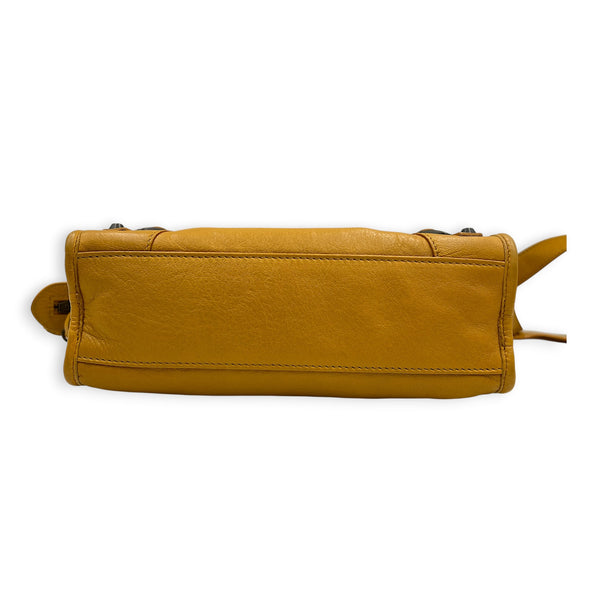 City Mini Yellow Top Handle Bag in Lambskin, Gunmetal hardware