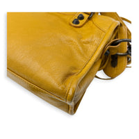 City Mini Yellow Top Handle Bag in Lambskin, Gunmetal hardware