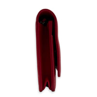 CC Red Wallet On Chain in Caviar Leather, Silver hardware