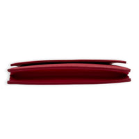 CC Red Wallet On Chain in Caviar Leather, Silver hardware