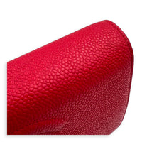 CC Red Wallet On Chain in Caviar Leather, Silver hardware