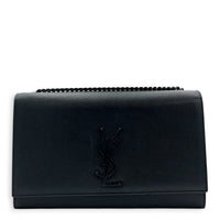 Kate Black Wallet On Chain in Calfskin, Monochrome hardware