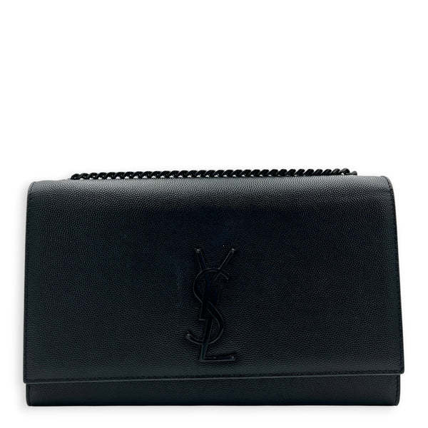 Kate Black Wallet On Chain in Calfskin, Monochrome hardware