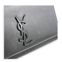 Kate Black Wallet On Chain in Calfskin, Monochrome hardware