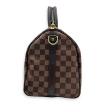 Speedy Bandouliere 30 Brown Top Handle Bag in Coated Canvas, Gold hardware