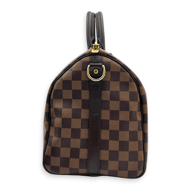 Speedy Bandouliere 30 Brown Top Handle Bag in Coated Canvas, Gold hardware