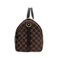 Speedy Bandouliere 30 Brown Top Handle Bag in Coated Canvas, Gold hardware