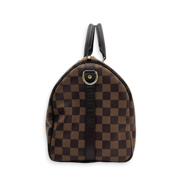 Speedy Bandouliere 30 Brown Top Handle Bag in Coated Canvas, Gold hardware
