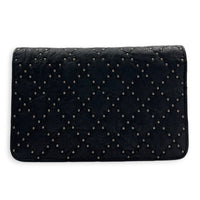 CC Studs Wallet On Chain Black in Calfskin, Silver hardware
