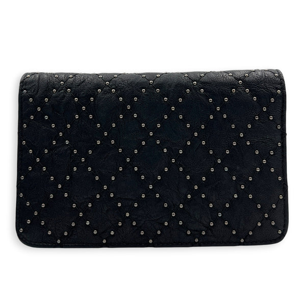 CC Studs Wallet On Chain Black in Calfskin, Silver hardware