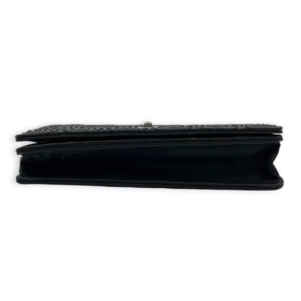 CC Studs Wallet On Chain Black in Calfskin, Silver hardware