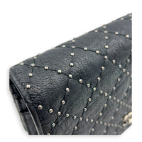 CC Studs Wallet On Chain Black in Calfskin, Silver hardware